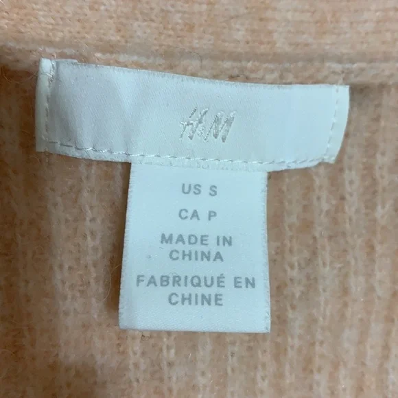 H&M sparkle button boxy cardigan light apricot women’s small v neck euc - Picture 3 of 9